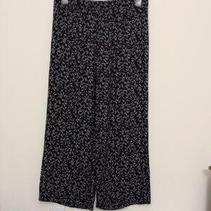 UNIQLO EUC Black Floral Lounge Pants Rayon 2 Pockets Elastic Waist